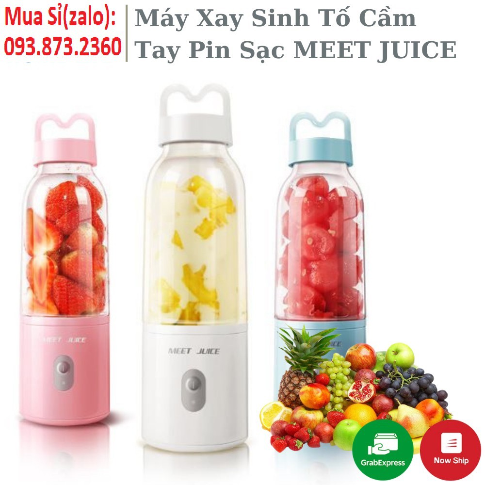 [CHÍNH HÃNG] Máy Xay Sinh Tố Đa Năng Mini Cầm Tay Meet Juice - Xay Cực Nhanh 9s, Cao Cấp, An Toàn