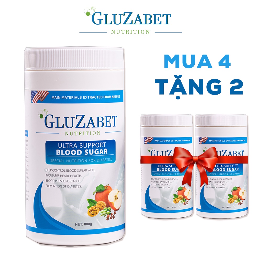 Sữa hạt dinh dưỡng cho người tiểu đường Gluzabet - Combo mua 4 tặng 2 (hộp 800g)