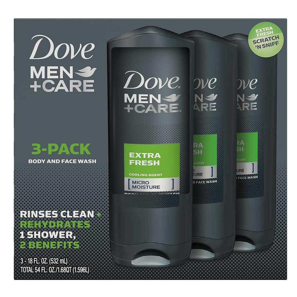 Sữa Tắm & Rửa Mặt 2 In 1 Dove Men Care Extra Fresh 532ml Mỹ
