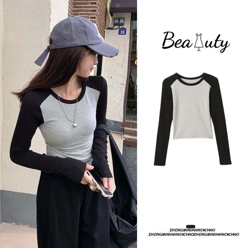 [MURIOKI] Áo Thun Tay Dài Dáng Ngắn Thời Trang Mùa Thu 2022 Cho Nữ