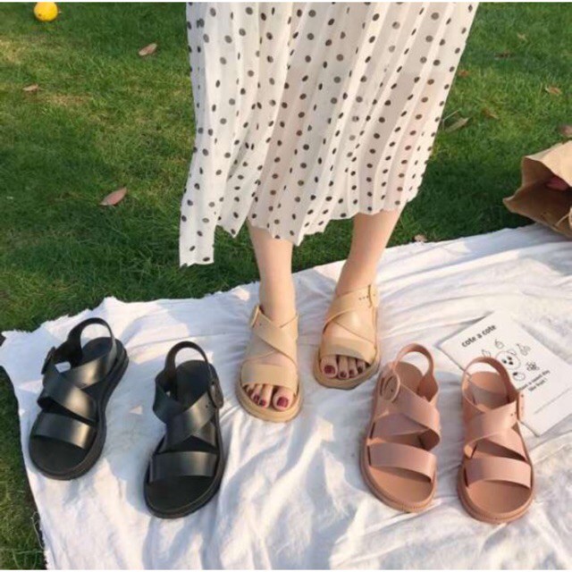 [Mã FASHIONT4WA2 giảm 10K đơn 50K] Giày Sandal Giày Nữ Quai Ngang Nữ Giày Quai Hậu Đế Bằng