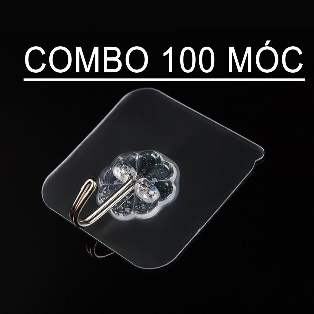 [Siêu Rẻ] COMBO 100 Móc Dán Tường Trong Suốt Siêu Dính, Chịu Lực Tốt