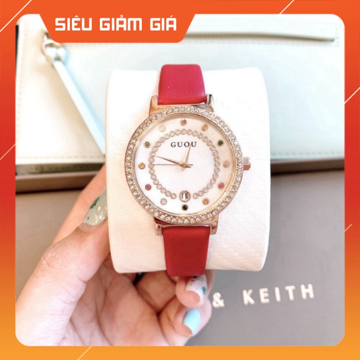Đồng hồ nữ Guou mặt tròn dây da siêu bền , kiểu dáng thời thượng , trẻ trung | BigBuy360 - bigbuy360.vn