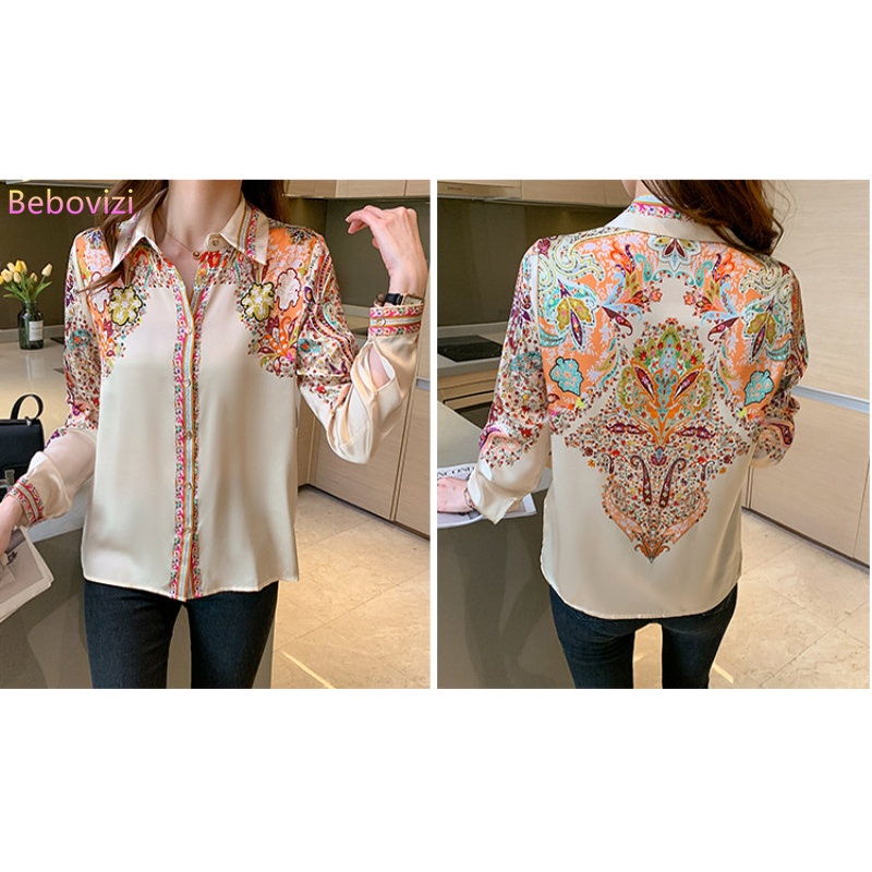 Áo Sơ Mi Công Sở Tay Dài In Hoa Kiểu Hàn Quốc Thời Trang 2022