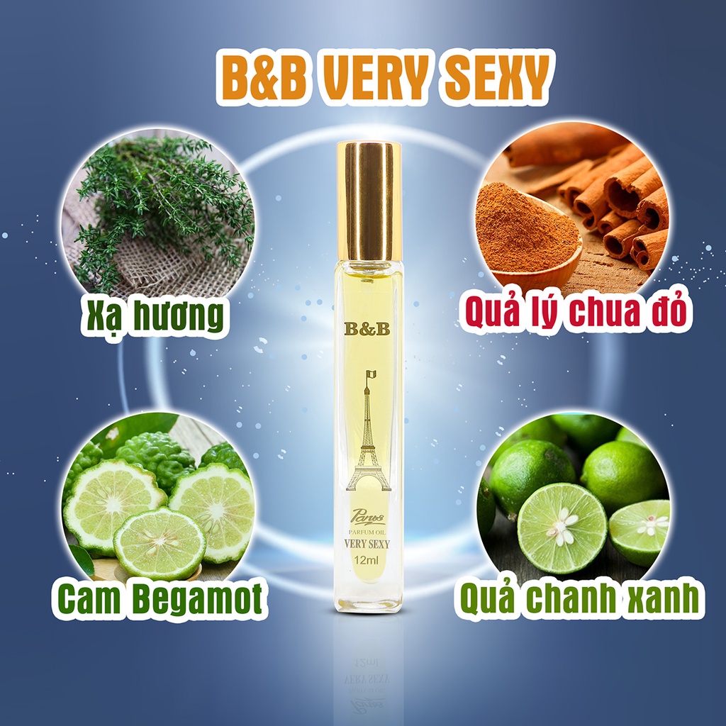 Tinh dầu nước hoa nữ B&amp;B By Very Sexy EDP 12 ml lưu hương lâu quyến rũ phong cách Pháp