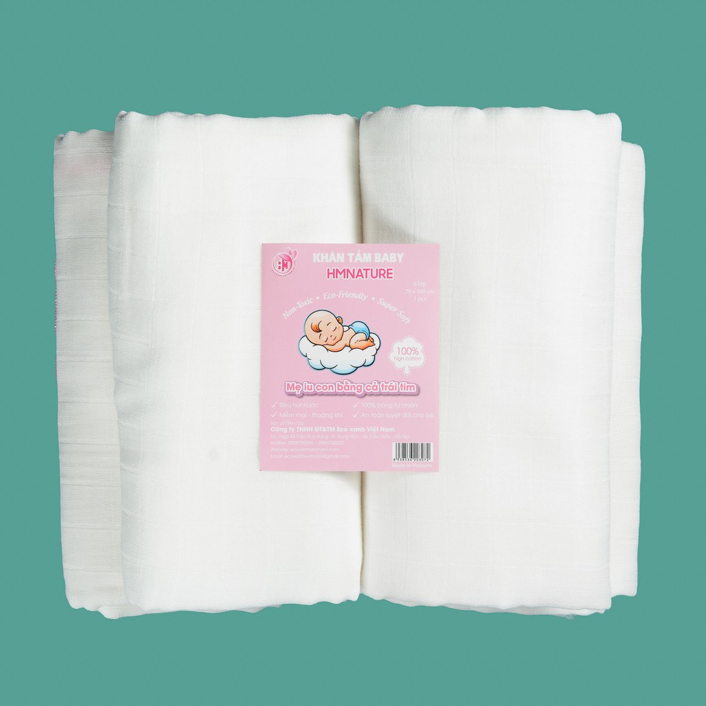 Khăn Xô Tắm Bé Sơ Sinh Cotton Dệt Ô Cao Cấp 6 Lớp Mềm Mại Thấm Hút Chống Xô Lêch HMNATURE