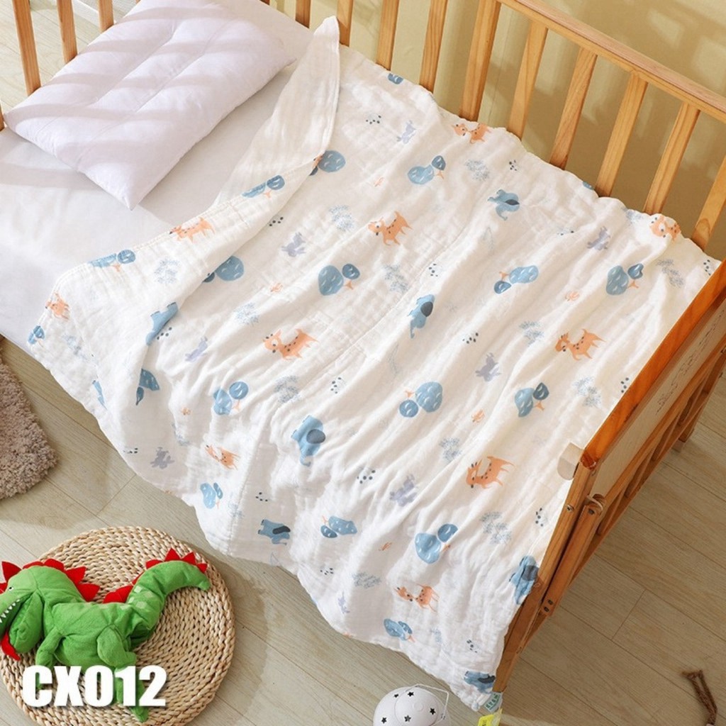Chăn Hè Cho Bé Cotton Gân Tăm Nhăn Thoáng Mát 6 Lớp Mềm Mại A02