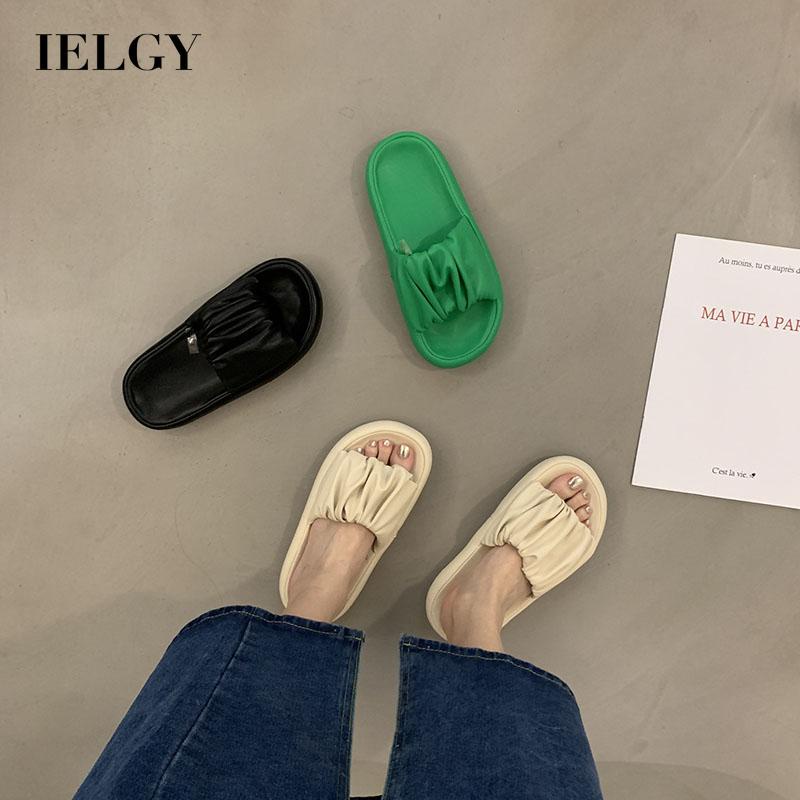 Dép IELGY quai ngang xếp nếp đế dày thời trang dành cho nữ