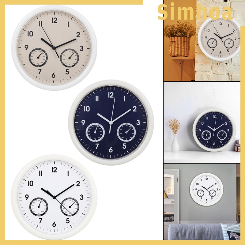 [SIMHOA]Wall Clock Temperature and Humidity Display for Kitchen Bedroom Decor