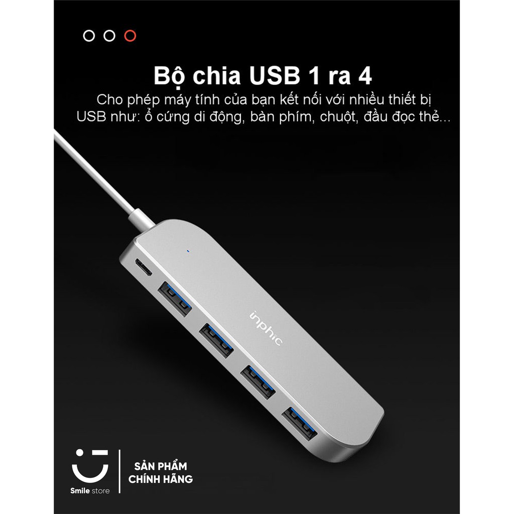 Bộ Chia USB 4 Cổng 2.0 HUB USB INPHIC H6 Hỗ Trợ Cho Tất Cả Các Dòng Máy Tính Để Mở Rộng Thêm Cổng USB - Hàng Chính Hãng