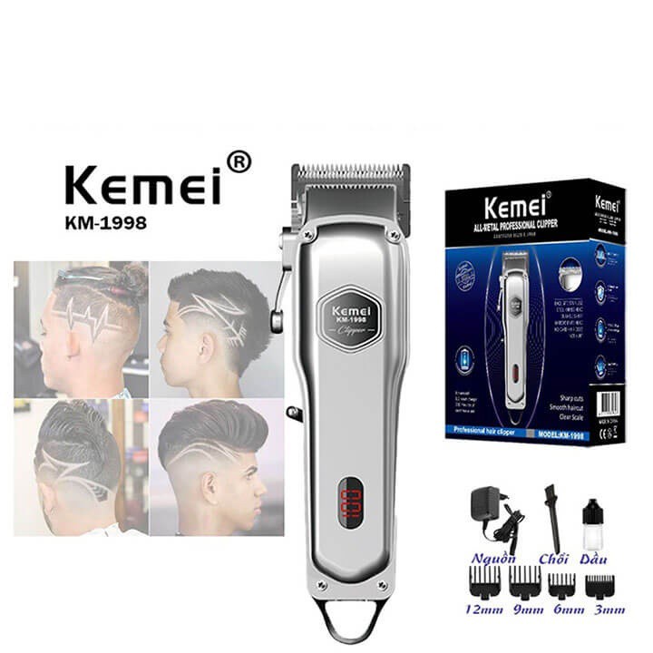 Siêu Tông Đơ Kemei1998 - Màu Bạc Nguyên Khối Đẳng Cấp Chuyên Nghiệp