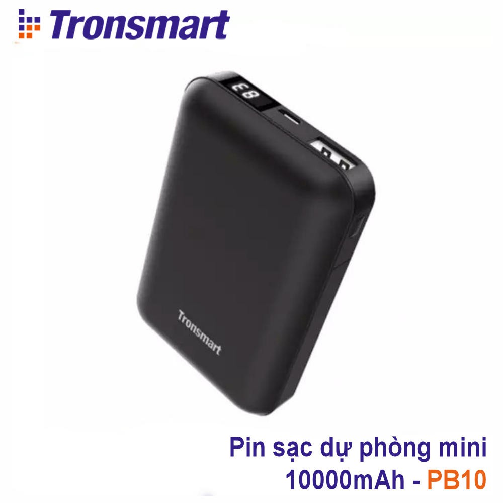 ✪ CHÍNH HÃNG ✪ Pin sạc dự phòng mini cỡ nhỏ 10000mAh với màn hình LED kỹ thuật số Tronsmart PB10 TM-341985 TM-365709