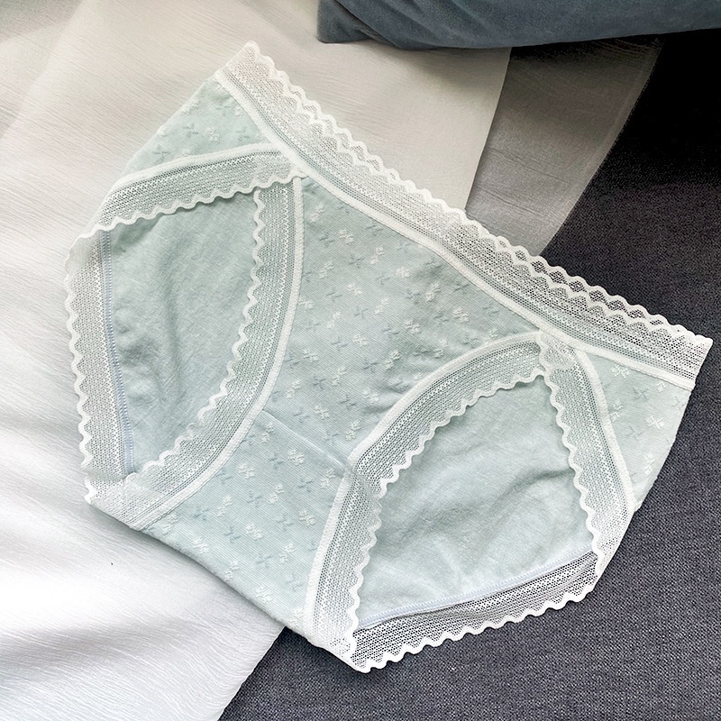 Quần Lót LEOSOXS Bằng Cotton Viền Ren Họa Tiết Hoa Xinh Xắn Phong Cách Nhật Bản Cho Nữ