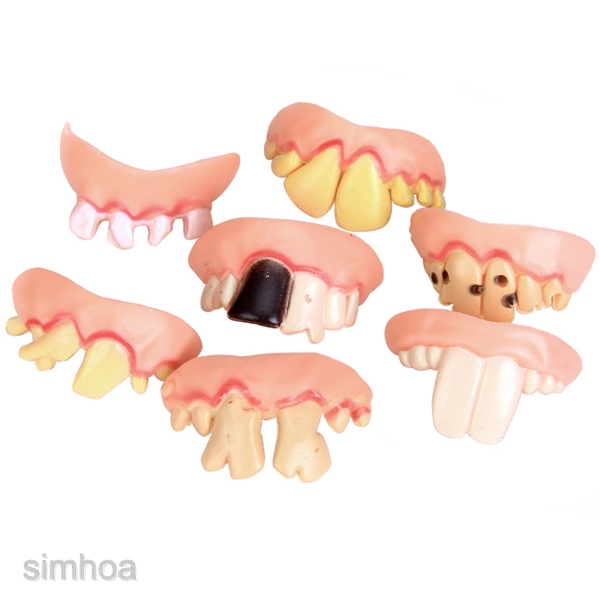 5PCS HALLOWEEN FAKE GOOFY ROTTEN TEETH CREEPY DENTURES