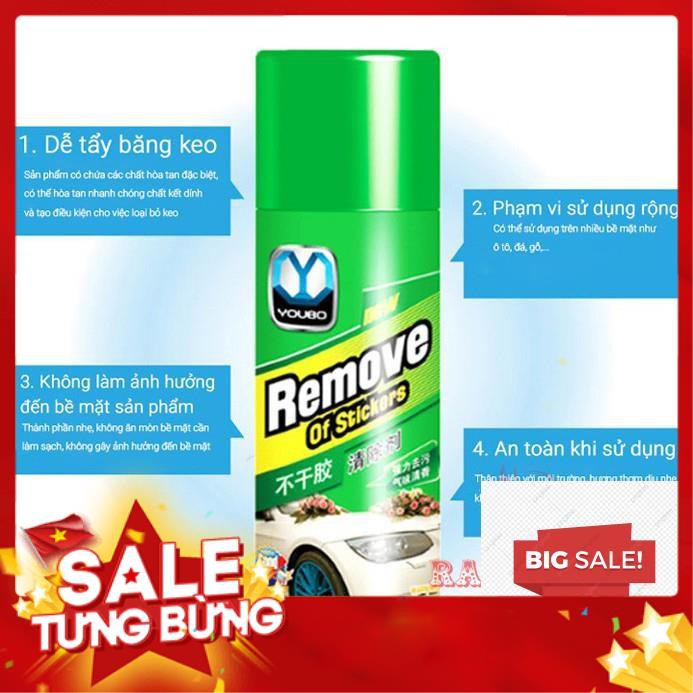 Bình dung dịch chai xịt tẩy keo dán băng dính đa năng Sticker Remover rửa sạch vết KEO 3m decal nhựa đường