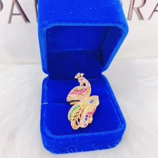 Nhẩn con công mạ vàng 18k-sắc sảo