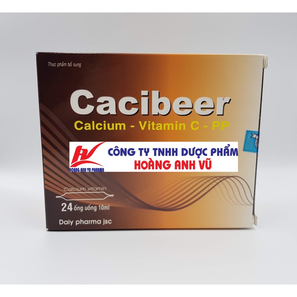 CACIBEER - CALCIUM,VITAMIN C, PP - BỔ SUNG CANXI CHO CƠ THỂ - HỘP 20 ỐNG
