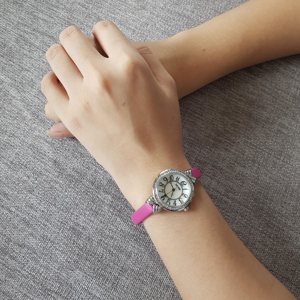 [Tặng vòng tay]Đồng hồ nữ SKMEI chính hãng SK9162.04 dây da cao cấp