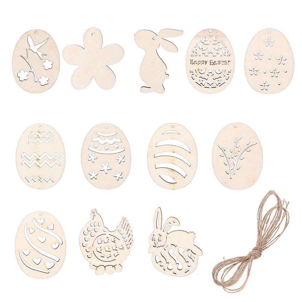 LAKAMIER Set 24 Quả Trứng Gỗ Hình Thỏ Đáng Yêu