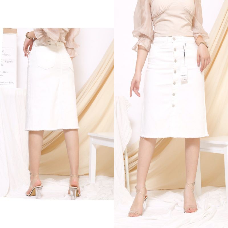 chân váy jean dáng dài xẻ trước,chân váy bò đen trắng cạp cao tôn dáng, vải co giãn 4 chiều | BigBuy360 - bigbuy360.vn