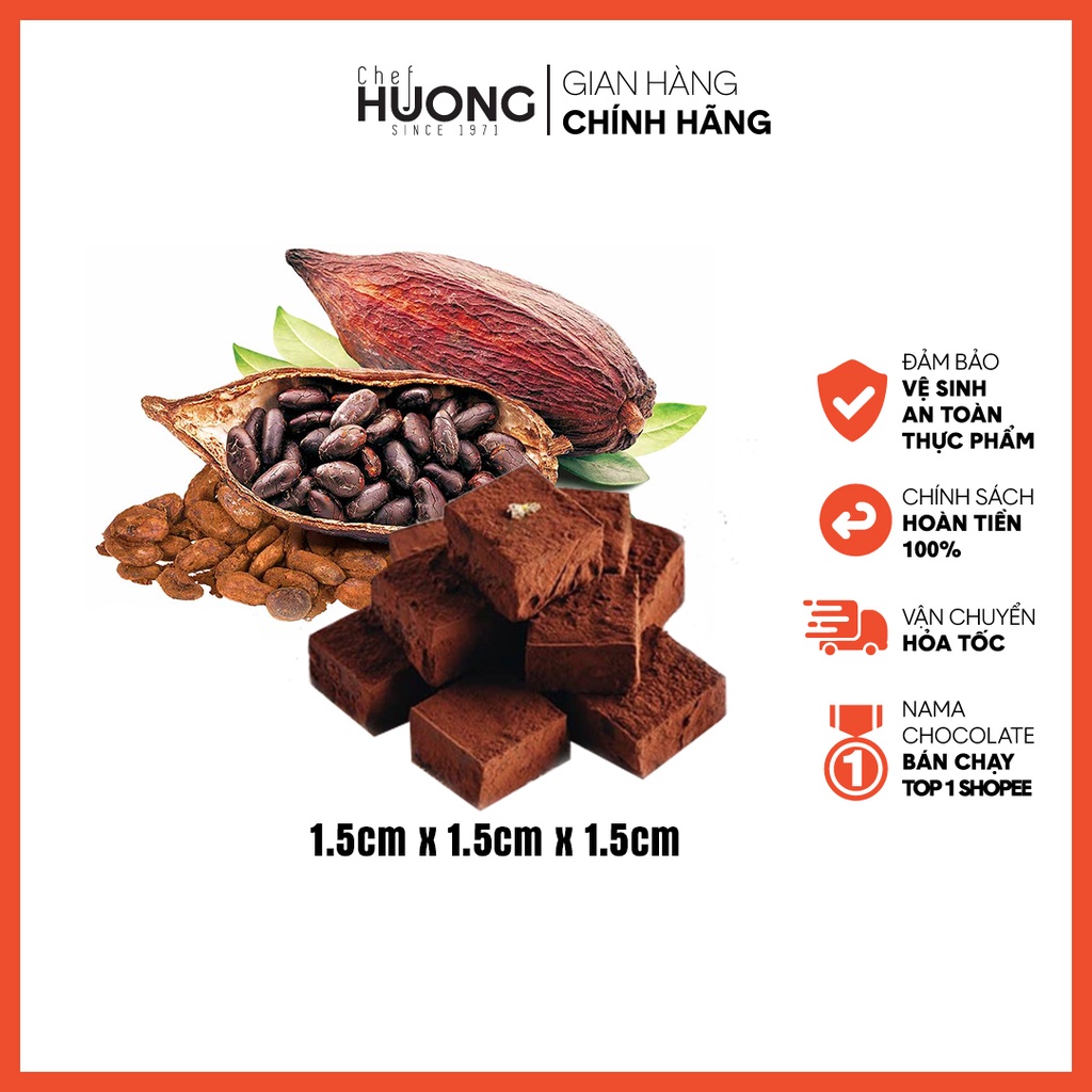 1 Viên Socola tươi Nama chocolate Chef Huong vị Cacao