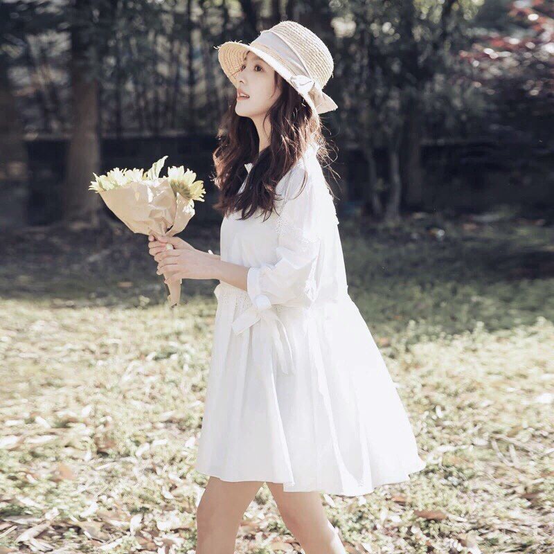 Đầm baby doll xô viền ren