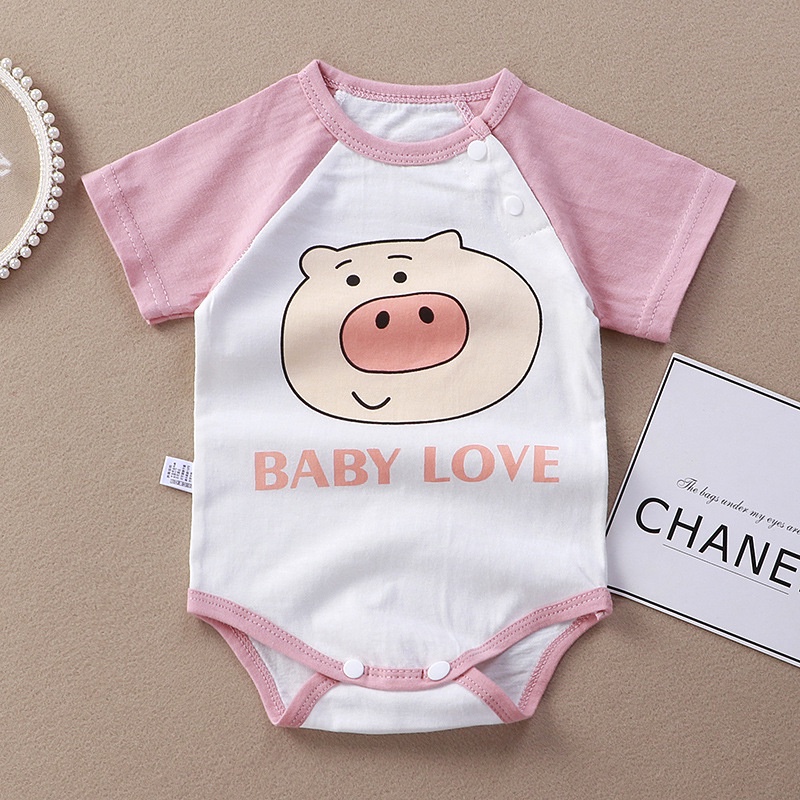 Bộ body chip cho bé trai bé gái mặc hè, Bodysuit cộc tay họa tiết dễ thương chất cotton mềm thoáng mát
