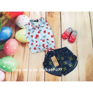 Quần đùi jean cho bé gái, sz 6-18kg