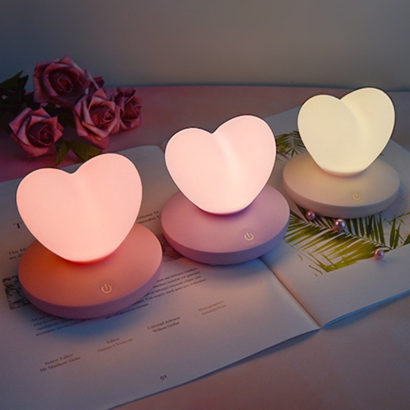Đèn LED Để Bàn Hình Trái Tim Sạc Cổng USB Dùng Trang Trí Nhà Cửa