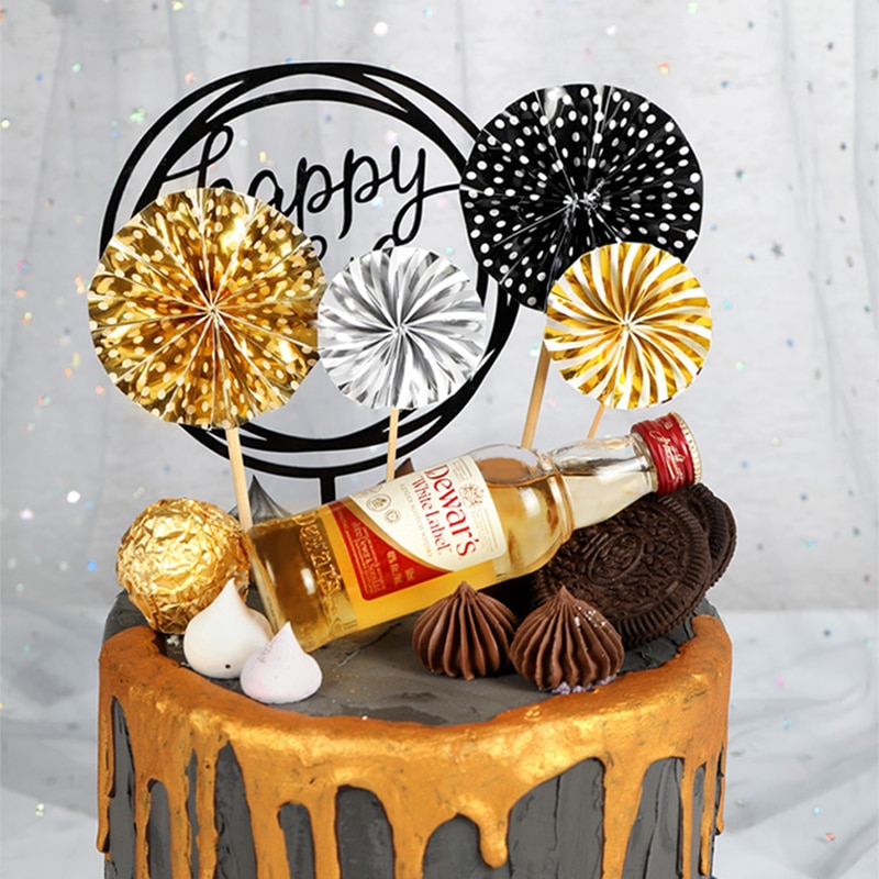 Set 4 Que Cắm Trang Trí Bánh Hình Quạt Giấy Xinh Xắn