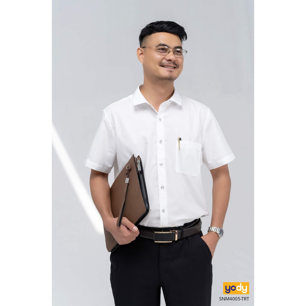 Aó Sơ Mi Nam Lụa Nến Tay Ngắn Có Tui YODY SNM4005