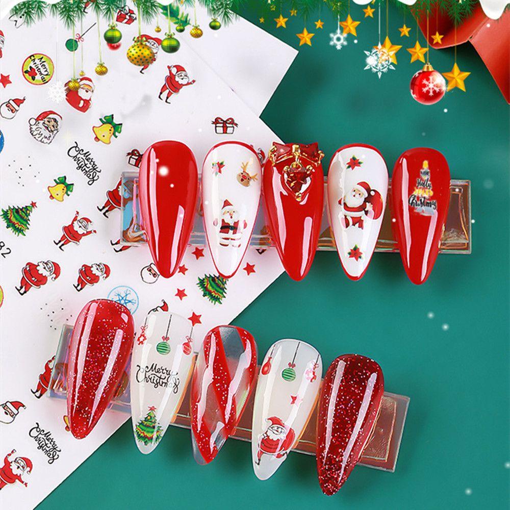 XIANTIN Đề Can Dán Móng Tay Tự Dính Họa Tiết Hoạt Hình Chủ Đề Giáng Sinh