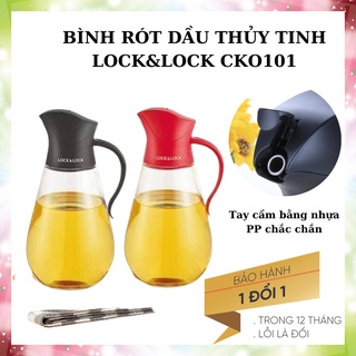 Bình rót dầu thủy tinh lock&lock 550ml cko101 có nắp mở tự động