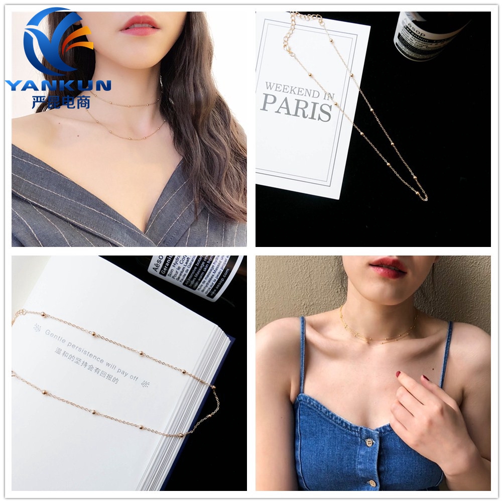 Dây chuyền mạ vàng thiết kế hạt nhỏ thời trang đơn giản dễ thương