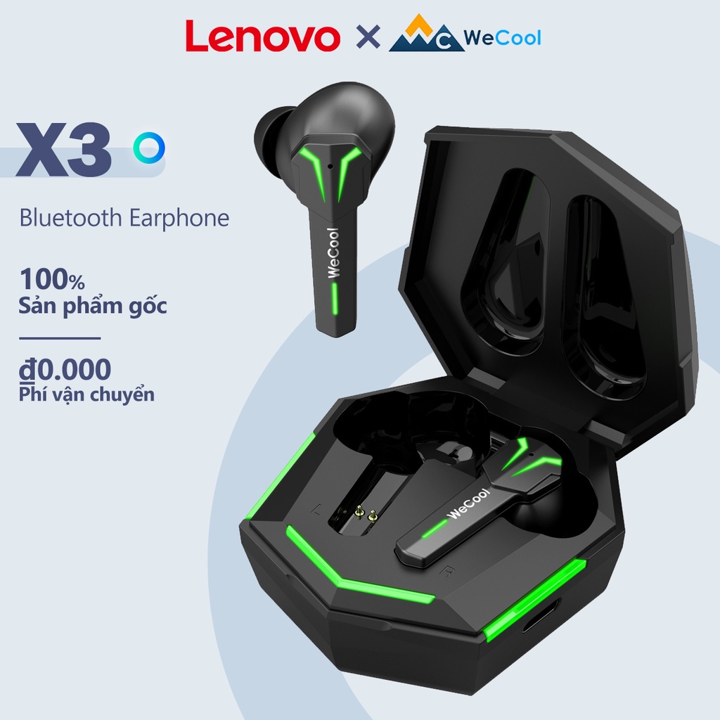 Tai nghe Lenovo x WeCool Freesolo X3 không dây đích thực với đèn RGB độ trễ thấp 60ms và 30 giờ phát bluetooth 5.1