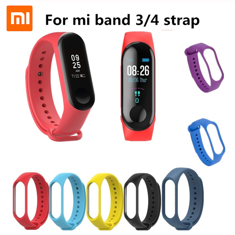 Dây đeo silicone màu trơn thay thế cho vòng đeo tay thông minh Xiaomi Mi Band 3/4