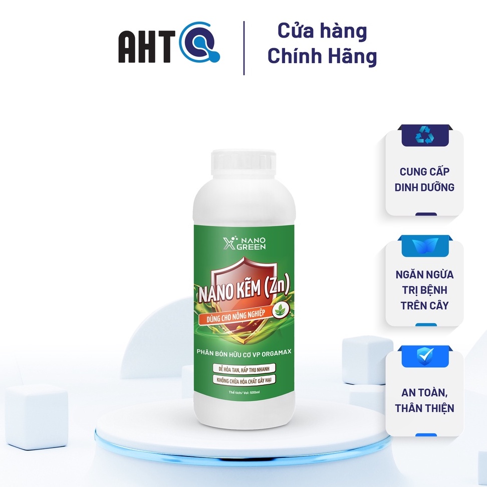 Phân bón nano kẽm  Nano Xgreen cung cấp dưỡng chất ngừa rụng lá, rụng trái, vàng lá, bạc lá, lá bị biến dạng 500ML