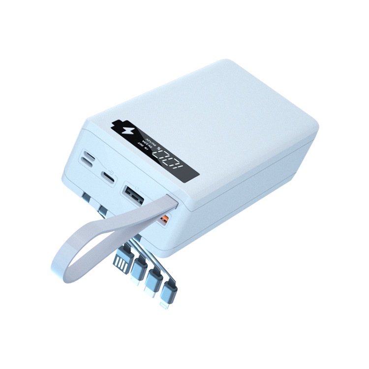 Box Sạc Dự Phòng 12 Pin*18650 Với 4 Dây Cáp PD Bộ Sạc Nhanh Không Dây Qi Hộp Sạc Dự Phòng