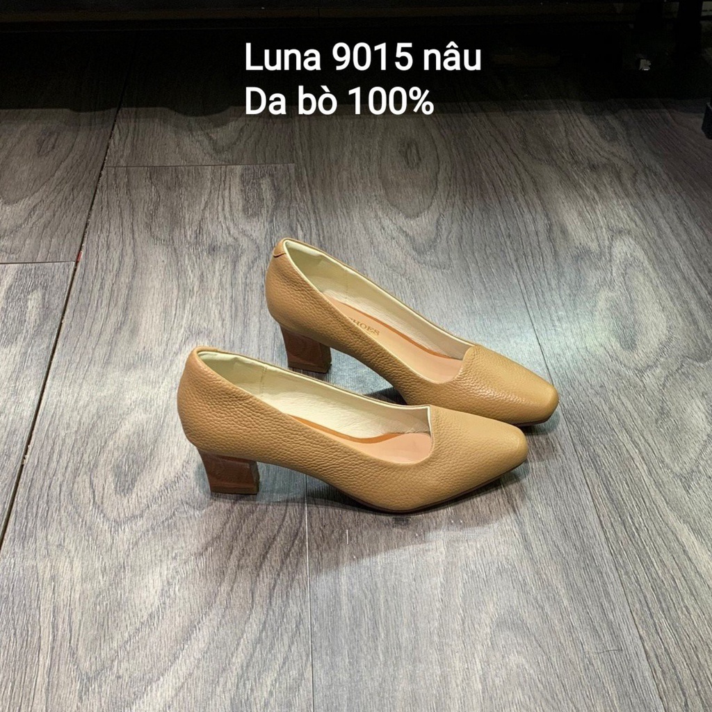 Cao gót nữ 5p Lunashoes 9015 giầy da bò thật cho mẹ bảo hành 24 tháng hàng vnxk guốc búp bê