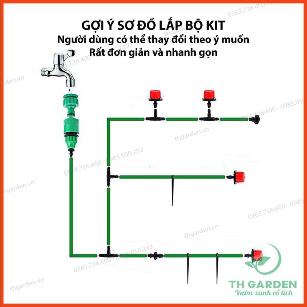 Siêu hót Hệ Thống Tưới Nhỏ Giọt Cao Cấp TH155 - Giảm tới 70% lượng nước tưới - Đầy đủ phụ kiện đi kèm  chất tốt.