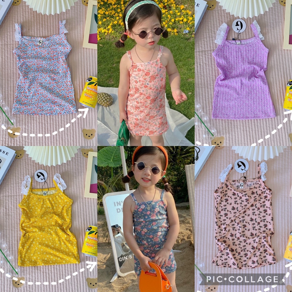 Lyvyshop - (Thun gân chính phẩm) Đầm hai dây bé gái siêu dễ thương từ 08-24kg