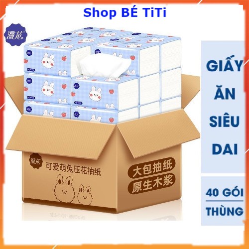 Thùng 40 gói Giấy thỏ trắng siêu dai siêu mịn Giấy ăn gấu trúc sipiao