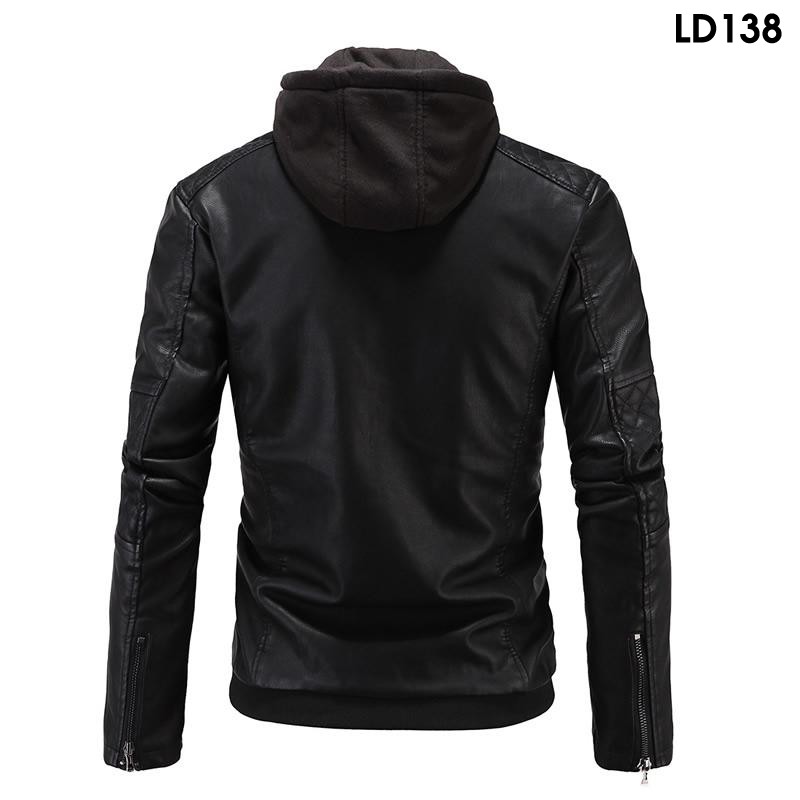 Áo khoác da nam lót lông ấm áp Lados 138, có nón nỉ tháo rời | BigBuy360 - bigbuy360.vn