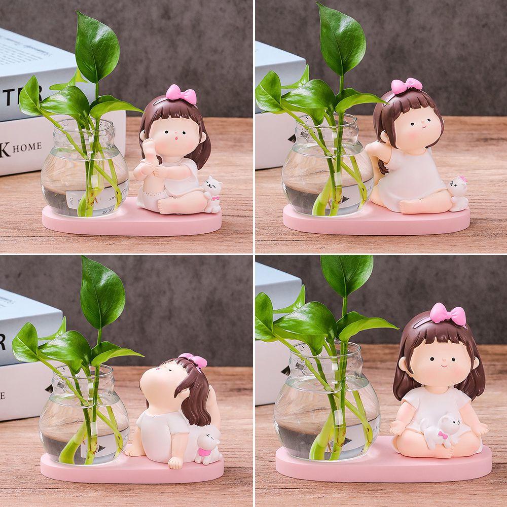 LEISURE Bình Hoa Thủy Canh Để Bàn Hình Cô Gái Tập Yoga Hiện Đại