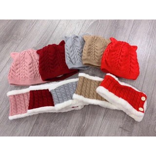Set Mũ Khăn len Hồ Ly Cho Bé, Set Len cho bé