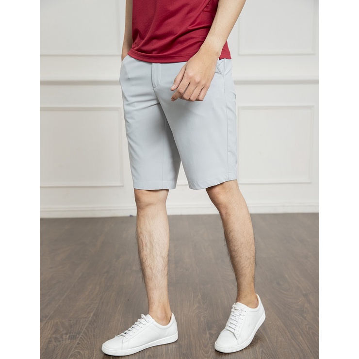 Quần Short Nam Cao Cấp ARISTINO ASO014S1 Quần Ngố Đùi màu xám vải polyester cao cấp mềm mại dáng Sooc âu suông vừa