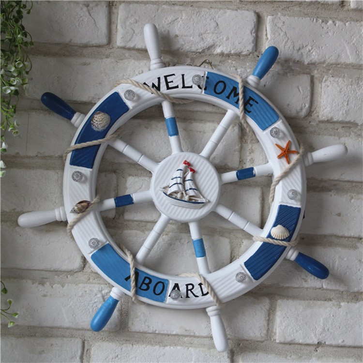 Bánh lái tàu trang trí có đèn size 45cm và 62cm - Decor đồ trang trí theo phong cách biển Địa Trung Hải