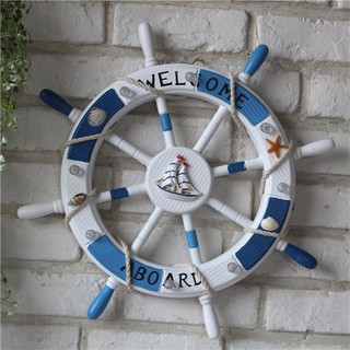 Bánh lái tàu trang trí có đèn size 45cm và 62cm - Decor đồ trang trí theo phong cách biển Địa Trung Hải