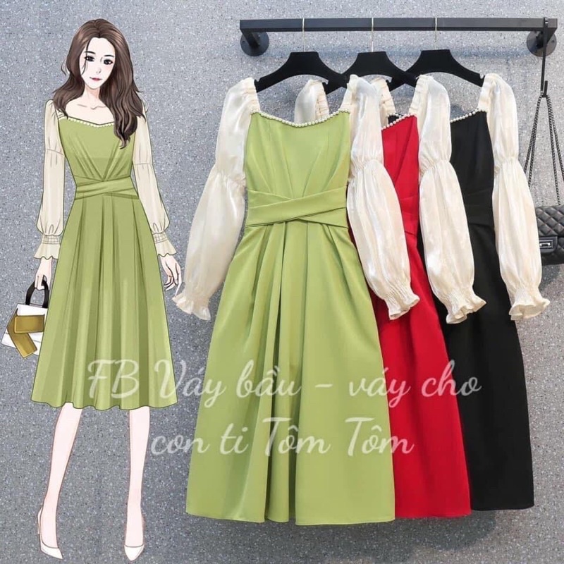 Váy cổ ngọc CHO CON BÚ gọn dáng, sang, đẹp
