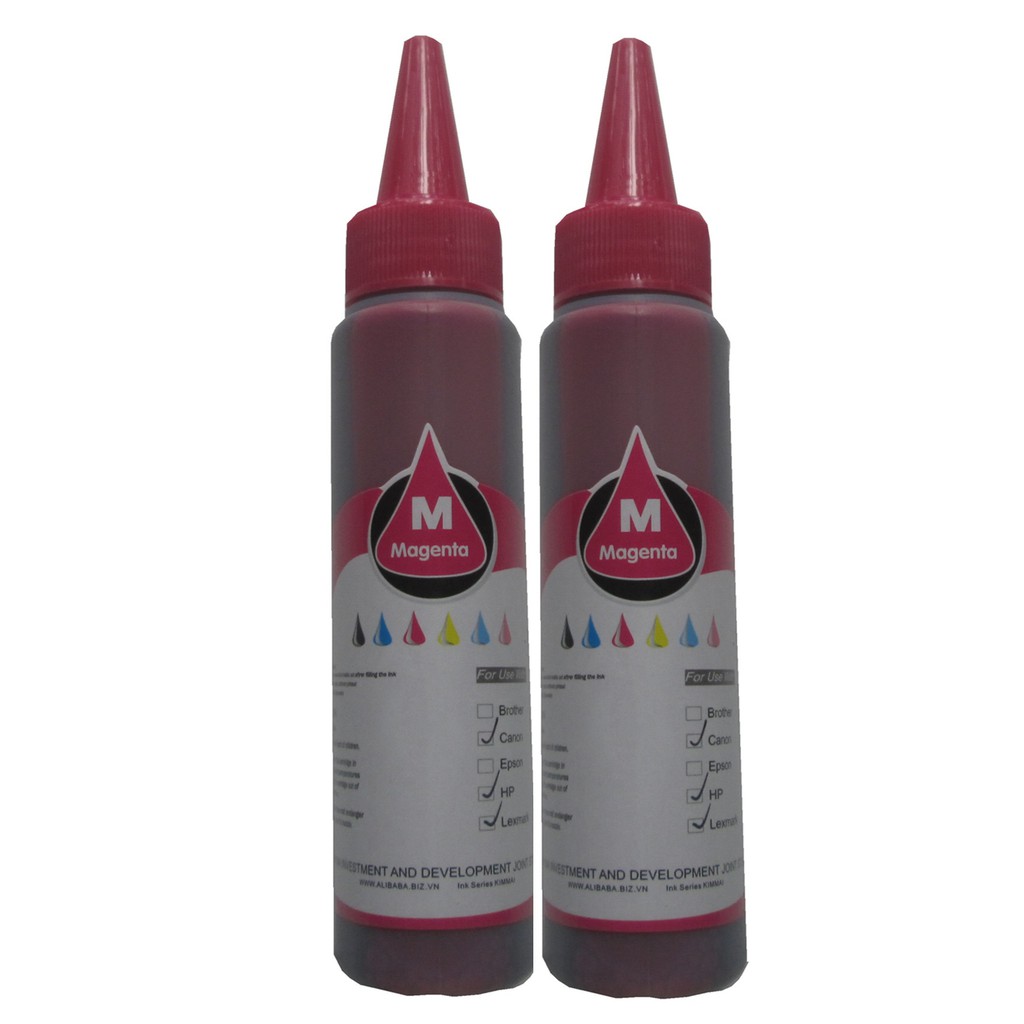 Mực in màu Kim Mai bộ 2 lọ mực (M Magenta - Ink) - Màu đỏ